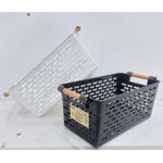 Multi-Purpose Storage Basket – Durable Plastic Organizer for Home, Office & Kitchen (White/Black)