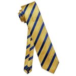 product_image_name-Fashion-Gold Yellow Navy Striped Silk Necktie Pocket Square Cufflinks Set-3
