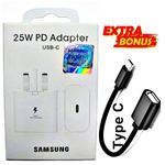 Samsung Smartphone Superior Super Fast Charger adapter 25watts With Type C to 2C output (Cable Not Included) for Galaxy A14, A13 & A15 ,A23, A70, A50 and All S series. ( Cable not Included) + FREE GIFT High Speed OTG Cable Type C 