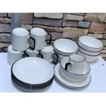 18PC Japanese Ceramic Dinnerware Set – 6 Bowls, 6 Cups, 6 Side Plates