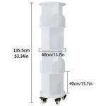 product_image_name-Generic-White 5 Tier 360° stackable bookshelf organizer with wheels* -2