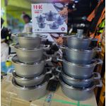 HK 10PCs Granite Coated Non-Stick Cookware set with Glass Covers