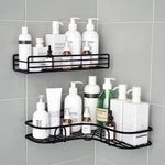 product_image_name-Generic-Metallic Corner Triangular Bathroom Organizer – Adhesive Wall-Mounted Shower Caddy – Rust-Resistant L-Shaped Bathroom Storage Rack – No-Drill Floating Shelf-3