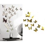 3D Butterfly Wall Decor Decoration Reflective Mirror Like Stickers