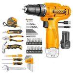 Ingco  89 PCS Tool Sets With 12V Cordless Drill Tools Set Lithium-Ion Screwdriver Household Tools 89Pcs Tools Set.