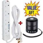  4 WAY POWER EXTENSION WITH LONG CABLE+FREE BLUETOOTH SPEAKER