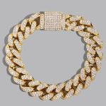 New Luxury 12mm Iced Out Cuban Link Chain Bracelet For Women Men Gold Silver Color Bling Rhinestone Bracelet Jewelry