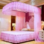 Two Stand Metallic Mosquito Net With Rails(5*6,6*6) PINK