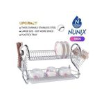 Nunix  2 Tier Dish Rack Stainless Steel, With Drain Board