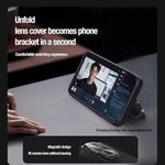 product_image_name-Generic-Nilkin  iPhone 15 Pro Max (6.7" Inch) Textured Prop Magnetic Mag Safe Flip Lens Camera Cover Stand Media Polyamide Fiber PC + TPU Black-2