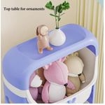 product_image_name-Generic-Diaper Organizer Kids Toy Storage Organizer Stackable Rolling Cart, Children Playroom Decor Doll Activity Rack Shelf Plastic Bins Box Mobile Move Everywhere with Caster Wheels (Color pink, Size 4 Tier)-6