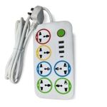     sweet home Cables 6 Way With 4 USB Ports Multiplug Power Extension Socket Power Cables.