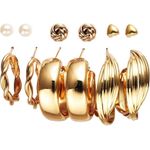 product_image_name-Fashion-Fashionable Minimalist Earrings 12-Piece Set - Gold-2