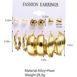 product_image_name-Fashion-Fashionable Minimalist Earrings 12-Piece Set - Gold-3