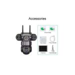 Solar Light 6MP wifi outdoor Dome Security Camera 3 Lens Two-Way Audio Motion Detection Wireless Security Camera