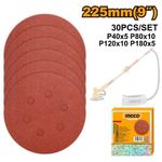 product_image_name-Ingco-AKRS225030 Sanding sheet for random orbital sander "Size:225mm(9"") 30Pcs/set-1