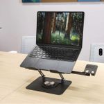 product_image_name-Generic-aptop Stand with Usb Hub and Phone Stand with 360° Rotating Base, Ergonomic Computer Riser for Desk, Adjutable Height Muti-Angle -3