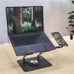 product_image_name-Generic-aptop Stand with Usb Hub and Phone Stand with 360° Rotating Base, Ergonomic Computer Riser for Desk, Adjutable Height Muti-Angle -4
