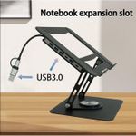 product_image_name-Generic-aptop Stand with Usb Hub and Phone Stand with 360° Rotating Base, Ergonomic Computer Riser for Desk, Adjutable Height Muti-Angle -5