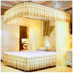 4*6,5*6,6*6 Cream King Size Two Stand Mosquito Net With Sliding Rails-limited Offer