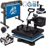 Combo Branding Kit: Heat Press And Vinyl Cutter Combo, 30x38 Cm Heat Transfer And Vinyl Plotter, 12"X15" T-Shirt Heat Press Machine With 8 In1 Plate Cap Mug Press 28mm Vinyl Cutter For Home Business Diy