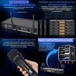 product_image_name-BOMGE-AT-1002 Wireless Microphone System, Professional UHF Metal Double Cordless Dynamic Mic, Infrared Frequency Pairing Mic For Home Karaoke, DJ, Church 200FT-2