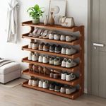 6-Layer Stackable Bamboo Shoe Rack – Modern Wooden Shoe Organizer for Home & Entryway