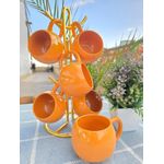 6 pcs ceramic orange pot mugs