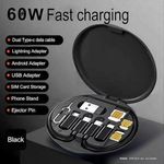 Multifunctional Data Cable Storage Box Adaptor for USB-C and Micro-USB Devices Universal Data Transfer Cable