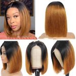product_image_name-Generic-FBK Women Ombre Bob Short Straight Hair Black Brown Synthetic Wigs Ladies Gift-1