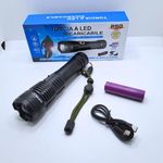product_image_name-Generic-Most Powerful Flashlight Lamp Super Bright LED Torch P50 Rechargeable Zoomable Waterproof Flashlight, 2000 Lumens USB Type-C Outdoor Metallic Tactical-8