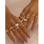 Jewelry 12-Piece Gold Statement Ring Set for Women