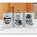 3PCS Kitchen Canister Set with Wooden Lid – White