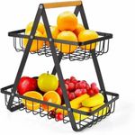 product_image_name-Generic-2 Tier Multipurpose Fruit Basket & Kitchen Storage Organizer, Detachable Double Layer Wire Rack For Vegetables And Snacks-2