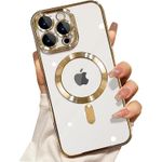 product_image_name-Generic-Electroplated Clear MagSafe Case with Camera Lens Protector for iPhone 16 Pro Max - Gold Trim-1