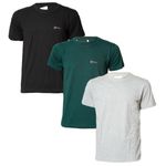 Unisex 3-Pack Round Neck Heavy Duty Cotton T-shirts Black/Green/Grey