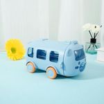 Bus Water Bottle Comes with Straw and Strap for Water Coffee Tea and Various Drinks Cool Design Easy to Carry Fits in a Backpack or Gym Bag- 500 ML(blue)