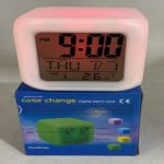 Digital Cube 3 Inch Alarm Clock Color Changing, With Big Display, Day, M,Y, Temperature