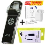HP Flash Drive Disk 4GB USB +Free BT Earpods, Micro OTG Cable