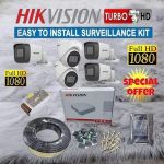 Hikvision Dome And  Bullets 5 Turbo HD 1080P Full HD Resolution 2MP Ultra HD CCTV Cameras Complete Security Surveillance System Kit - 50M RG59 Cable + 500GB Harddisk