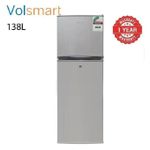 VOLSMART Double Door Refrigerator – 138 Litres, Energy Efficient, Lockable – Silver