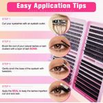 product_image_name-Generic-Manga Lash Clusters, 640 Pcs Eyelashes Clusters Extensions 9-16mm Individual Lashes D Curl Fluffy Wispy False Eyelashes Thin Band-8