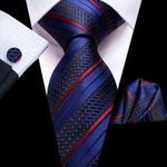 product_image_name-Fashion-Black Navy Blue And Dark Burgundy Striped Necktie-1
