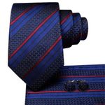 product_image_name-Fashion-Black Navy Blue And Dark Burgundy Striped Necktie-2