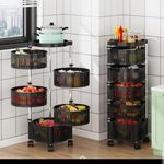5 Layer ROUND metalic Vegetable Fruits-Rotating Rack With Wheels