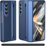 product_image_name-Generic-Luxury Foldino Leather Case for Samsung Galaxy Fold 3 with S Pen Slot, Hinge, Camera and Front Screen Safety - Blue Business Class Premium PU Cover-1