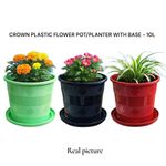 product_image_name-Crown-High quality plastic flower pot planter with base 10LTRS -1