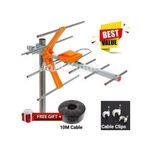 Digital TV Aerial Plus 10mtr Cable Free Cable Clips