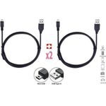 2 Cable USB V3 1M compatible with PS3, DSLR camera, external hard drive, card drives, black