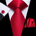 product_image_name-Fashion-Solid red silk necktie with cufflinks and pocket square-1